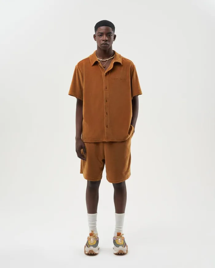 Resort Shirt Velvet Caramel Beige MenWomen Filling Pieces TShirts and Shirts