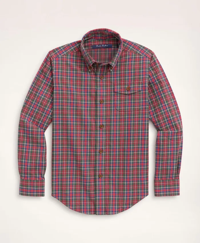 Shirts Kids Brooks Brothers Boys Brushed Twill Red Tartan Sport Shirt Red