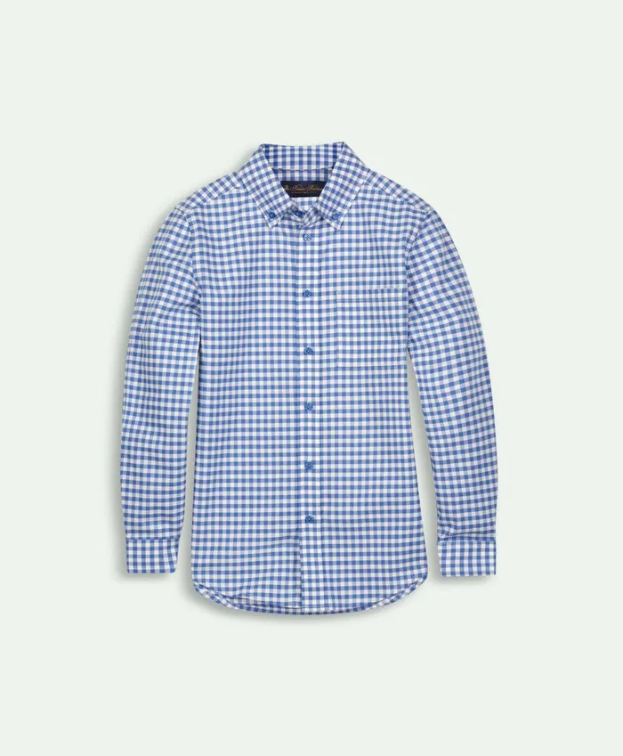 Shirts Kids Brooks Brothers Boys Cotton Oxford Gingham Sport Shirt Blue