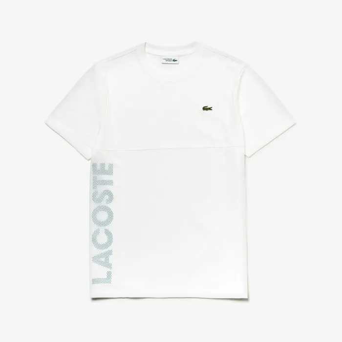 SPORT Crew Neck Ultra Light Tshirt WhiteGreen Mens Lacoste TShirts USA
