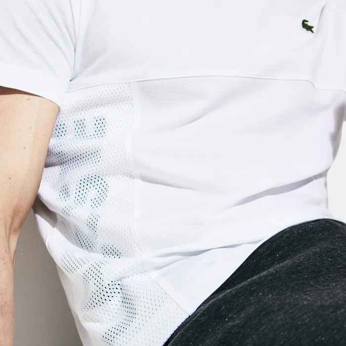 SPORT Crew Neck Ultra Light Tshirt WhiteGreen Mens Lacoste TShirts USA