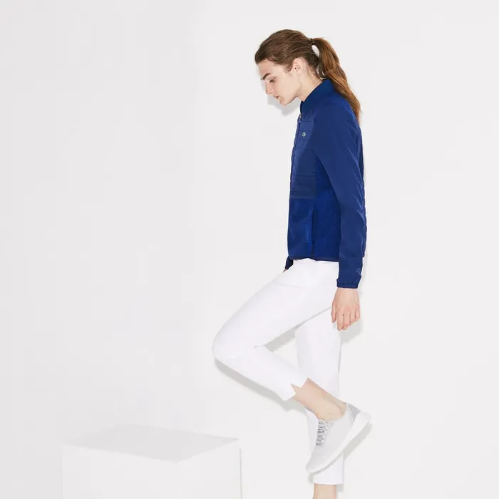 SPORT Quilted Taffeta And Fleece Golf Jacket Navy BlueBlue Womens Lacoste Jackets and Coats Near Me