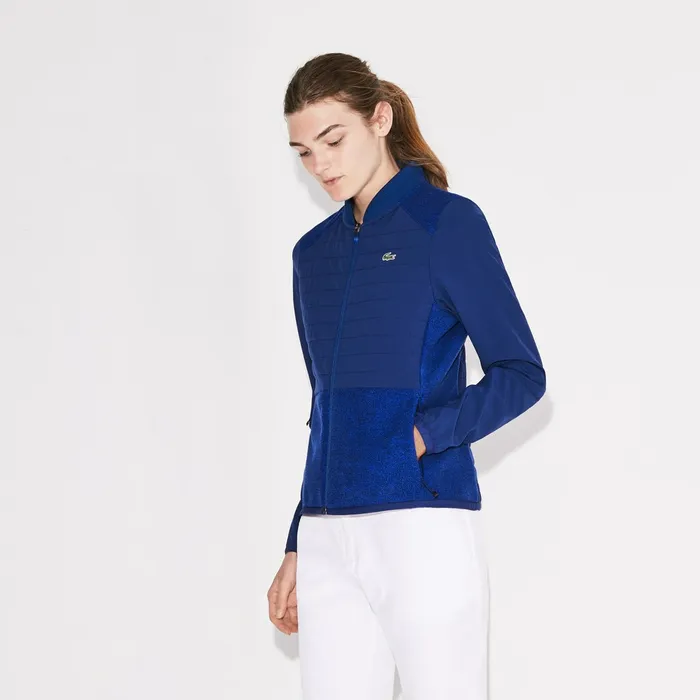 SPORT Quilted Taffeta And Fleece Golf Jacket Navy BlueBlue Womens Lacoste Jackets and Coats Near Me
