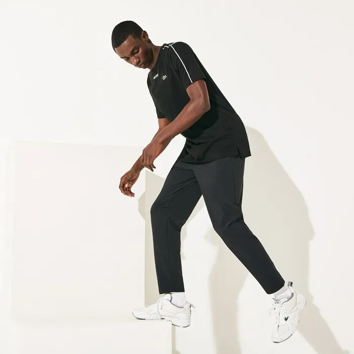 SPORT Stretch Track Pants BlackWhite Mens Lacoste Tracksuits Shop Online