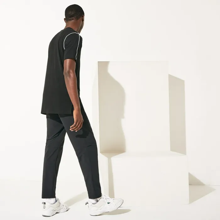 SPORT Stretch Track Pants BlackWhite Mens Lacoste Tracksuits Shop Online