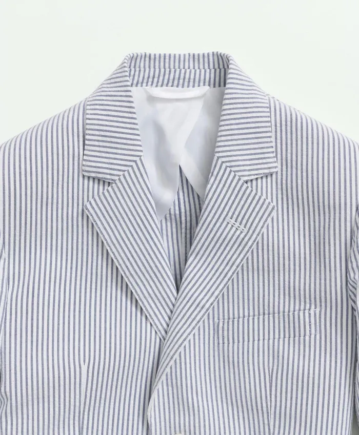 Suits andamp Sport Coats Kids Brooks Brothers Boys Stretch Cotton Seersucker Jacket Blueivory