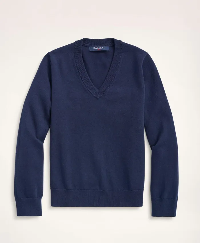 Sweaters Kids Brooks Brothers Boys Cotton VNeck Sweater Navy