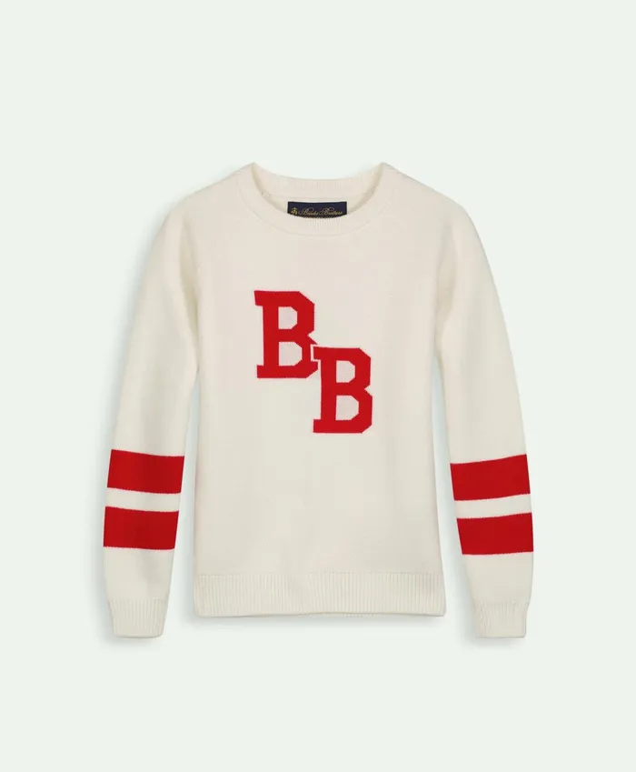 Sweaters Kids Brooks Brothers Boys Cotton Varsity Sweater Red