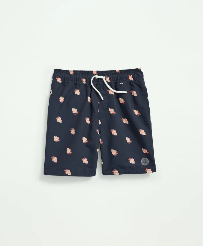 Swim andamp Rashguards Kids Brooks Brothers Boys Crab Print Swim Trunks Navy