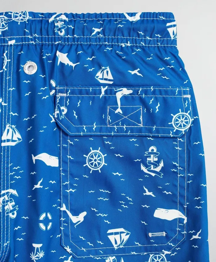 Swim andamp Rashguards Kids Brooks Brothers Boys Nautical Print Swim Trunks Blue