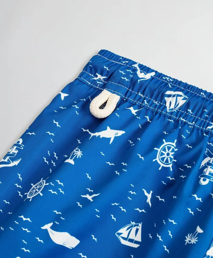 Swim andamp Rashguards Kids Brooks Brothers Boys Nautical Print Swim Trunks Blue