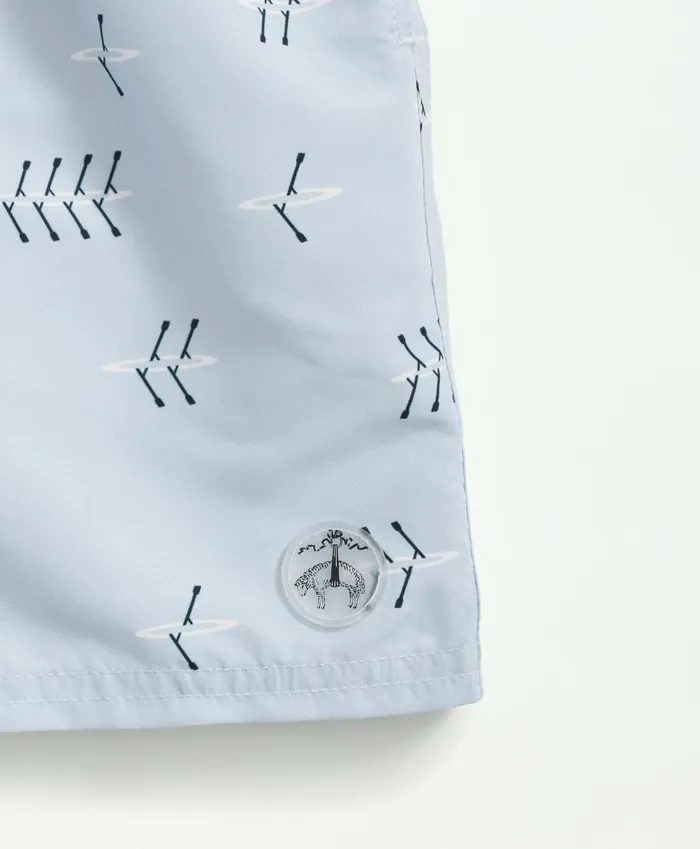 Swim andamp Rashguards Kids Brooks Brothers Boys Row Print Swim Trunks Light Blue