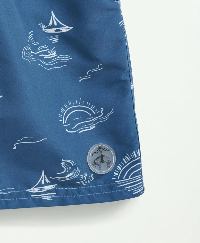 Swim andamp Rashguards Kids Brooks Brothers Boys Sail Print Swim Trunks Blue