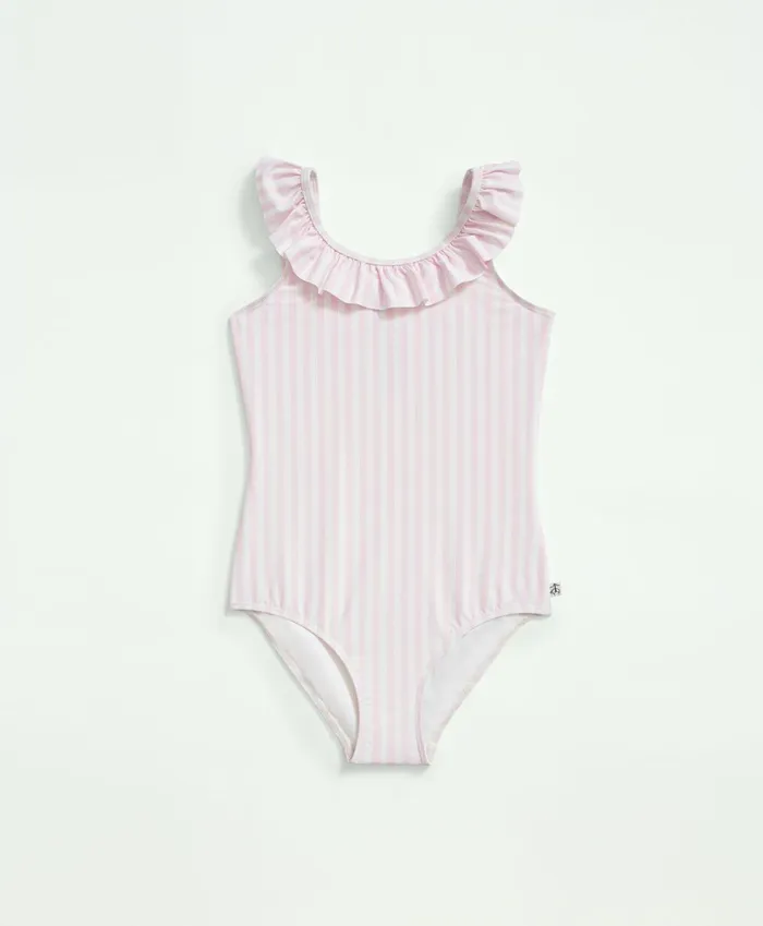Swim Kids Brooks Brothers Girls Striped Swimsuit Pink