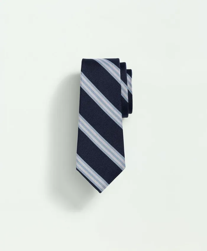 Ties andamp Belts Kids Brooks Brothers Boys Wide Stripe Silk Tie Blue Multi