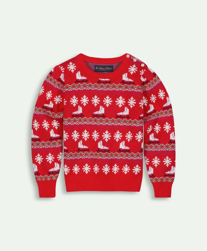 Tops Kids Brooks Brothers Girls Cotton Fair Isle Intarsia Skate Crewneck Sweater Red Multi Tops Kids Brooks Brothers Girls Cotton Fair Isle Intarsia Skate Crewneck Sweater Red Multi