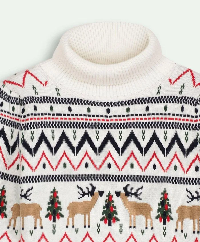 Tops Kids Brooks Brothers Girls Cotton Fair Isle Intarsia Turtleneck Cream Multi