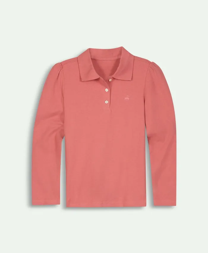 Tops Kids Brooks Brothers Girls Cotton Long Sleeve Pique Polo Shirt Dark Pink Tops Kids Brooks Brothers Girls Cotton Long Sleeve Pique Polo Shirt Dark Pink
