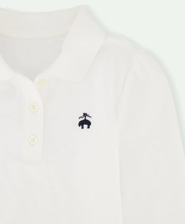 Tops Kids Brooks Brothers Girls Cotton Long Sleeve Pique Polo Shirt White