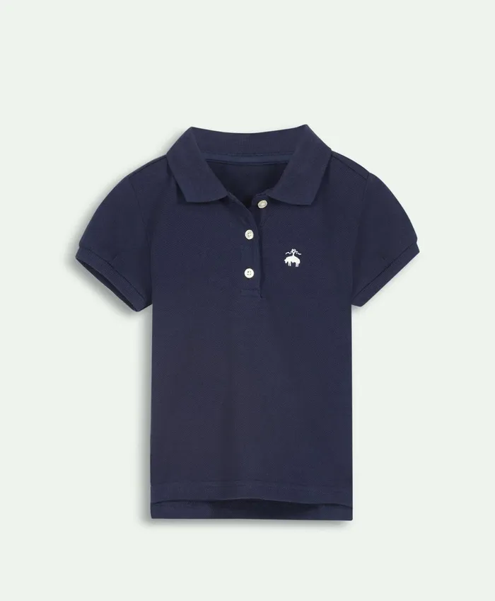 Tops Kids Brooks Brothers Girls Cotton Pique Polo Shirt Navy
