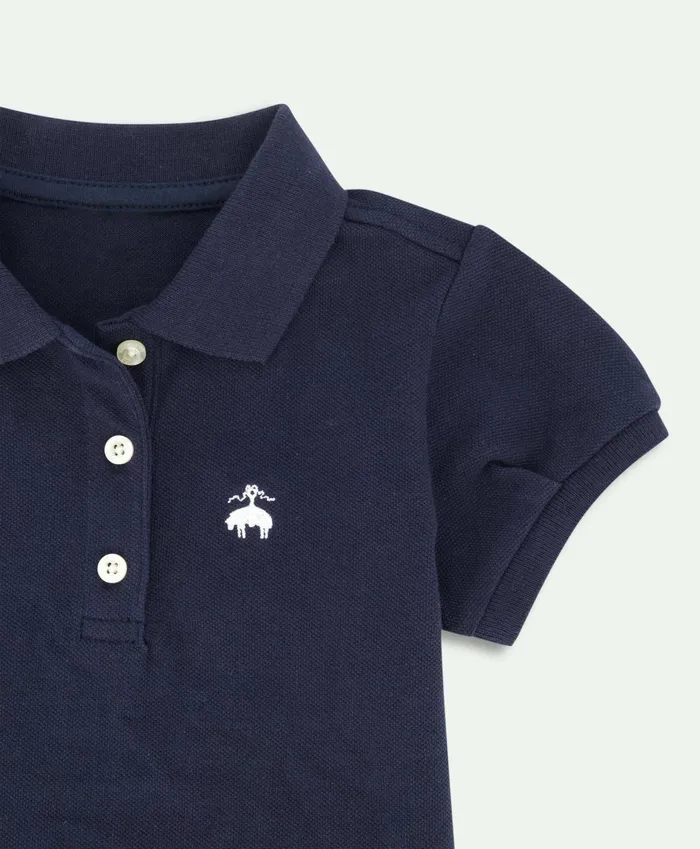 Tops Kids Brooks Brothers Girls Cotton Pique Polo Shirt Navy
