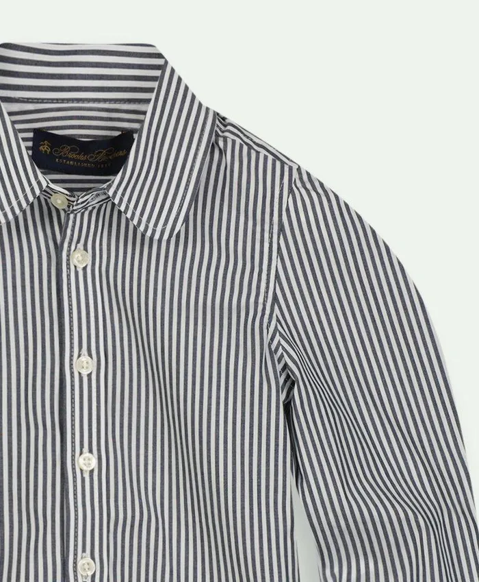 Tops Kids Brooks Brothers Girls Cotton Striped Shirt Navy