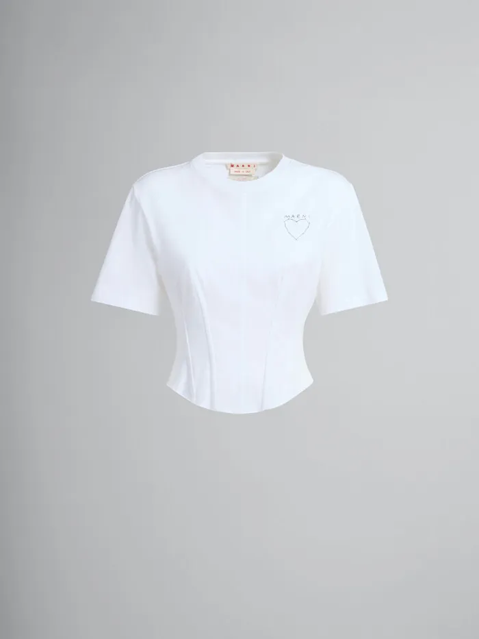 White Organic Jersey Corset Tshirt Women Marni Tops and TShirts