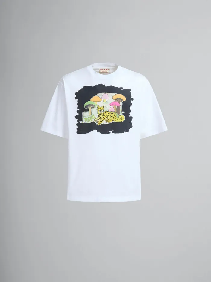 White Organic Jersey Relaxedfit Tshirt With Print Men Marni Tops and TShirts