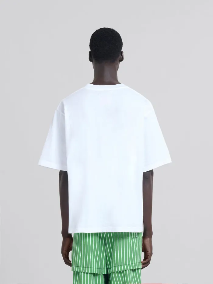 White Organic Jersey Relaxedfit Tshirt With Print Men Marni Tops and TShirts