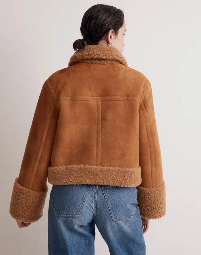 Women Jackets Madewell Shearling ZipFront Jacket
