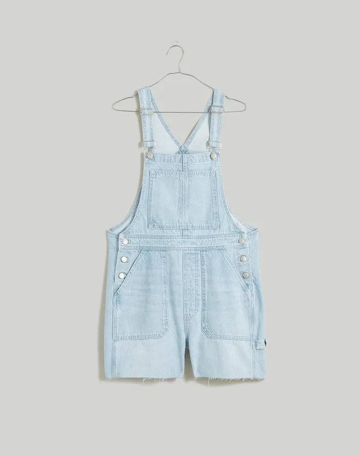 Women Shorts Madewell Denim Oversized Carpenter Shortalls In Chapin Wash RawHem Edition