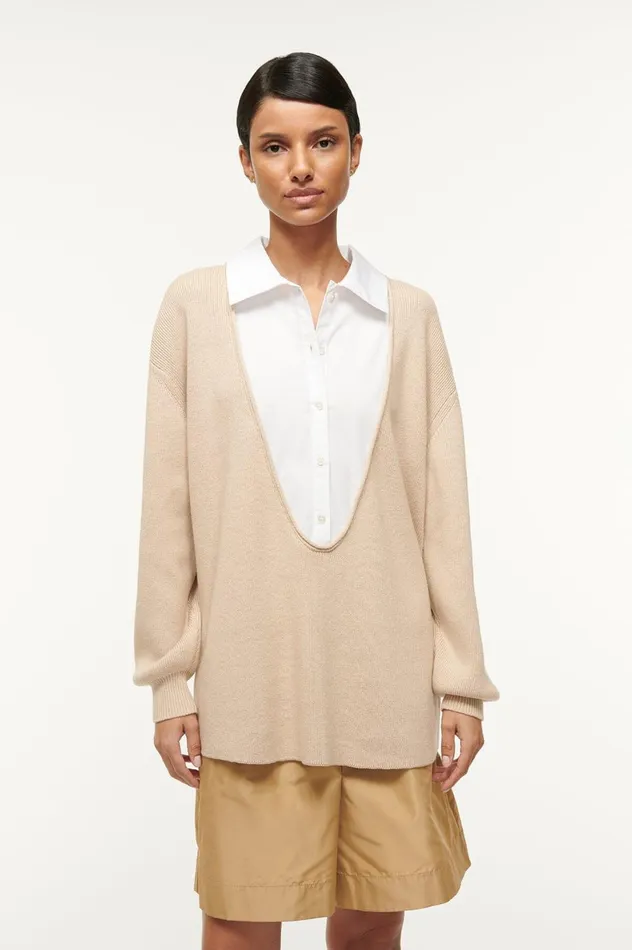 Women Sweaters STAUD STAUD PIETRO SWEATER CAMEL WHITE Women Sweaters STAUD STAUD PIETRO SWEATER CAMEL WHITE