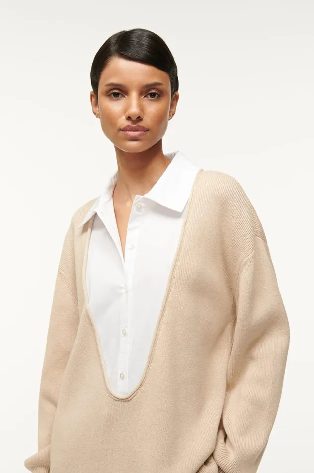 Women Sweaters STAUD STAUD PIETRO SWEATER CAMEL WHITE Women Sweaters STAUD STAUD PIETRO SWEATER CAMEL WHITE