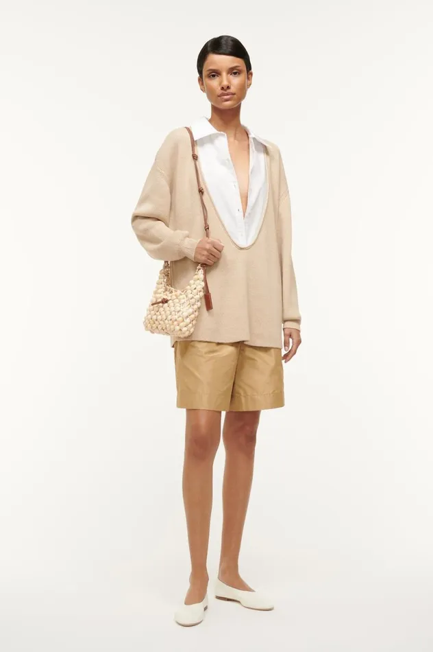 Women Sweaters STAUD STAUD PIETRO SWEATER CAMEL WHITE Women Sweaters STAUD STAUD PIETRO SWEATER CAMEL WHITE