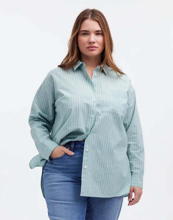 Women Tops and Shirts Madewell The Plus Oversized Shirt In Striped Signature Poplin Women Tops and Shirts Madewell The Plus Oversized Shirt In Striped Signature Poplin