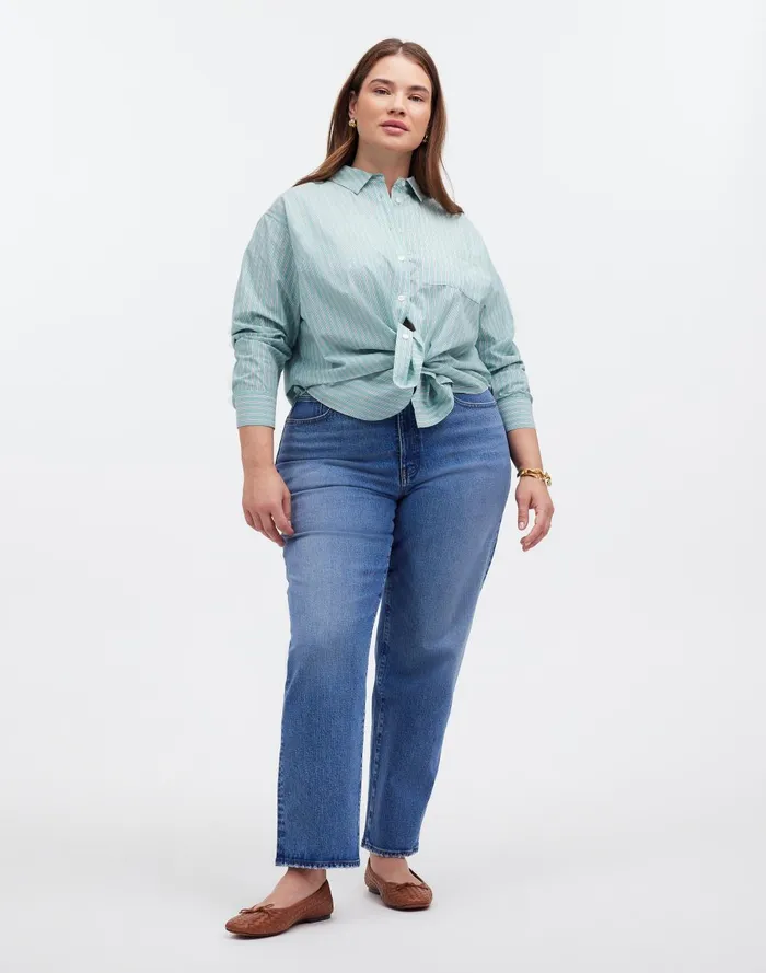 Women Tops and Shirts Madewell The Plus Oversized Shirt In Striped Signature Poplin