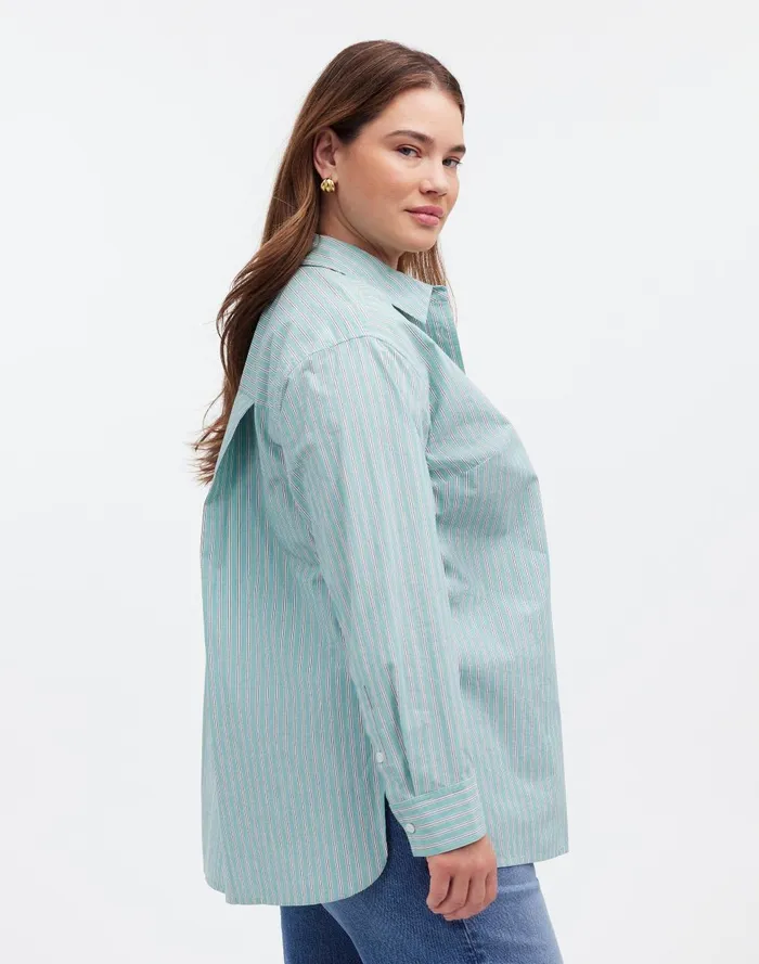 Women Tops and Shirts Madewell The Plus Oversized Shirt In Striped Signature Poplin