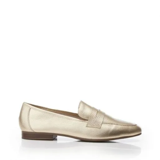 Adelyn Gold Leather Women Moda In Pelle Flat And Ballerina Shoes