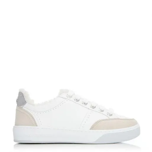 Agitha White Leather Women Moda In Pelle Casual Trainers