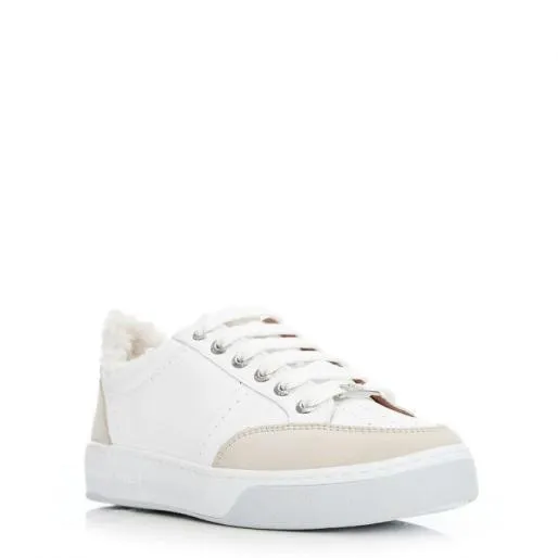 Agitha White Leather Women Moda In Pelle Casual Trainers
