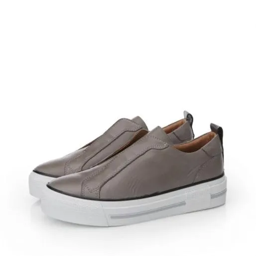 Aimee Grey Leather Women Moda In Pelle SlipOn Trainers Aimee Grey Leather Women Moda In Pelle SlipOn Trainers