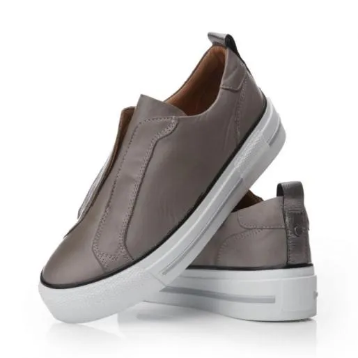 Aimee Grey Leather Women Moda In Pelle SlipOn Trainers Aimee Grey Leather Women Moda In Pelle SlipOn Trainers