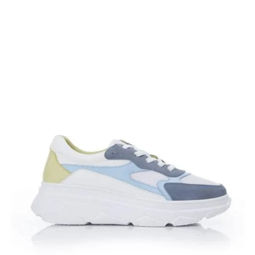Alanii BlueWhite Leather Women Moda In Pelle Chunky Trainers
