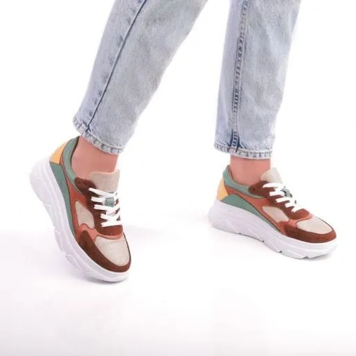 Alanii Tan Leather Women Moda In Pelle Chunky Trainers Alanii Tan Leather Women Moda In Pelle Chunky Trainers