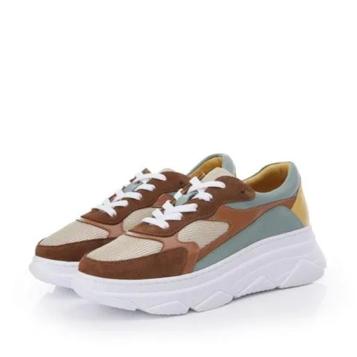 Alanii Tan Leather Women Moda In Pelle Chunky Trainers Alanii Tan Leather Women Moda In Pelle Chunky Trainers