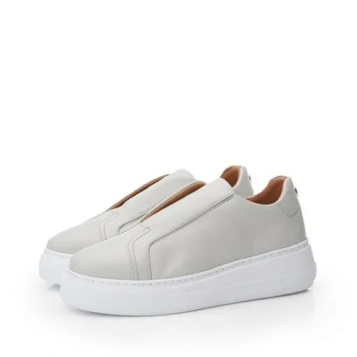 Alber Light Grey Leather Women Moda In Pelle Platform Trainers Alber Light Grey Leather Women Moda In Pelle Platform Trainers