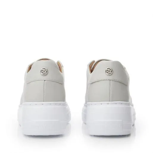 Alber Light Grey Leather Women Moda In Pelle Platform Trainers Alber Light Grey Leather Women Moda In Pelle Platform Trainers