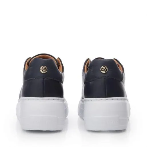 Alber Navy Leather Women Moda In Pelle Platform Trainers Alber Navy Leather Women Moda In Pelle Platform Trainers