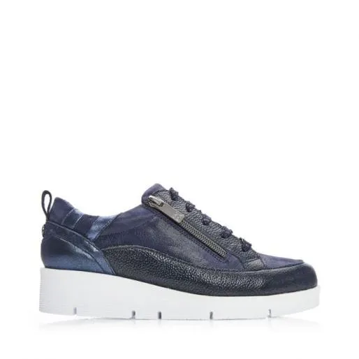 Alexey Navy Leather Women Moda In Pelle Casual Trainers
