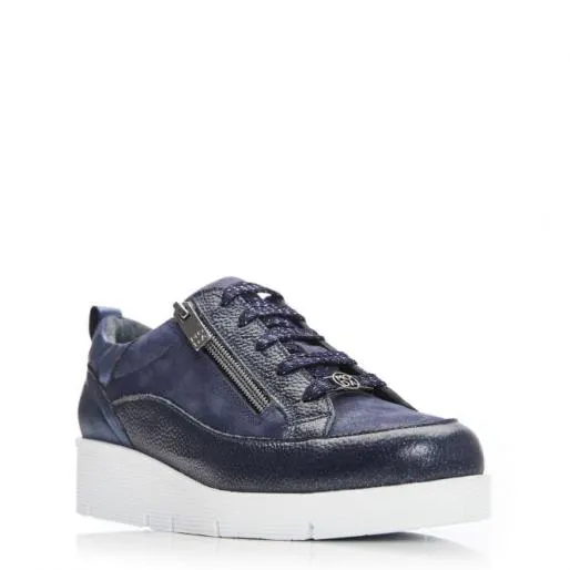 Alexey Navy Leather Women Moda In Pelle Casual Trainers